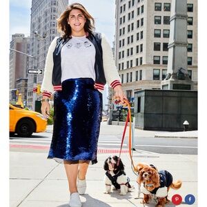 Eloquii x Katie Sturino blue sequin skirt plus size 24W paillette pencil skirt